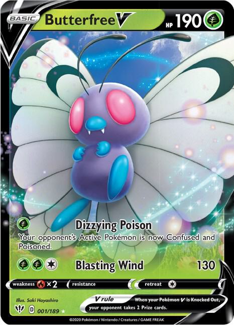 Butterfree V Ultra Rare SWSH03: Darkness Ablaze 001/189 NM (Back)