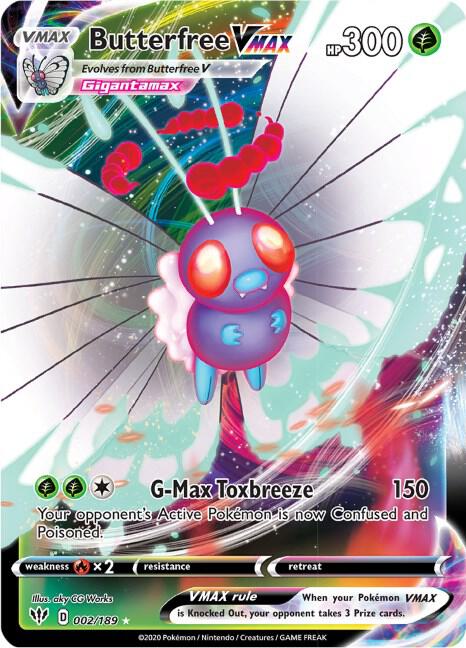 Butterfree VMAX Ultra Rare SWSH03: Darkness Ablaze 002/189 NM (Back)