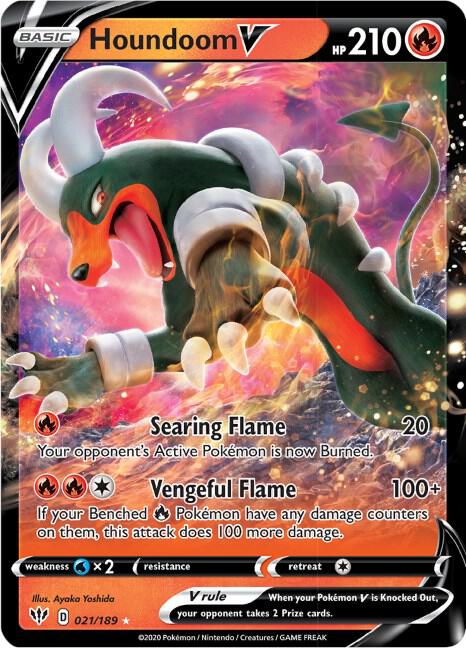 Houndoom V Ultra Rare SWSH03: Darkness Ablaze 021/189 MP (Back)