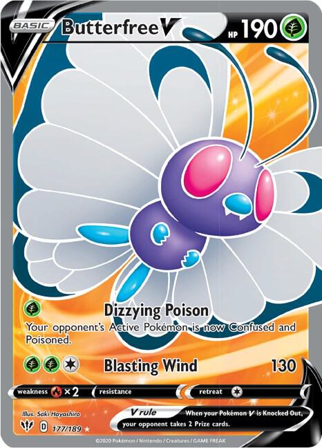 Butterfree V (Full Art) Ultra Rare SWSH03: Darkness Ablaze 177/189 MP (Back)