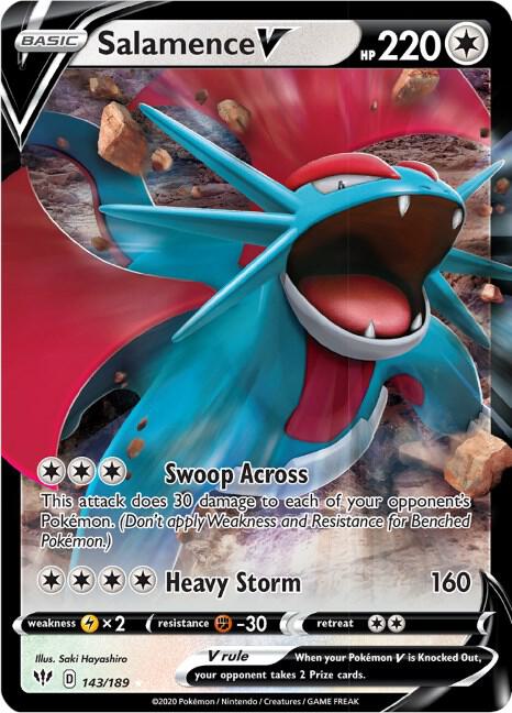 Salamence V Ultra Rare SWSH03: Darkness Ablaze 143/189 NM (Back)