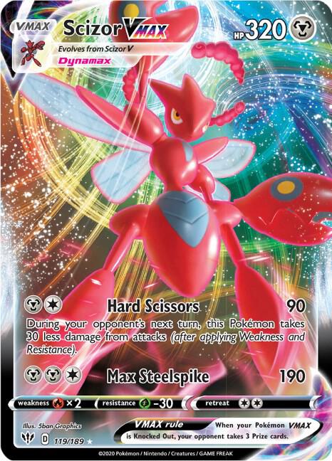 Scizor VMAX Ultra Rare SWSH03: Darkness Ablaze 119/189 NM (Back)