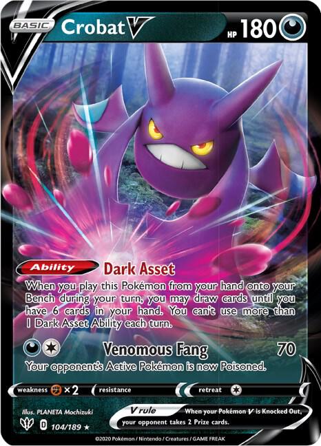 Crobat V Ultra Rare SWSH03: Darkness Ablaze 104/189 NM (Back)