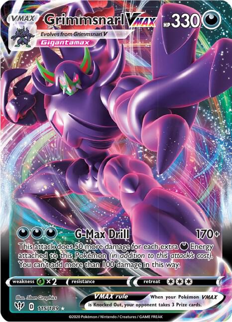 Grimmsnarl VMAX Ultra Rare SWSH03: Darkness Ablaze 115/189 NM (Back)
