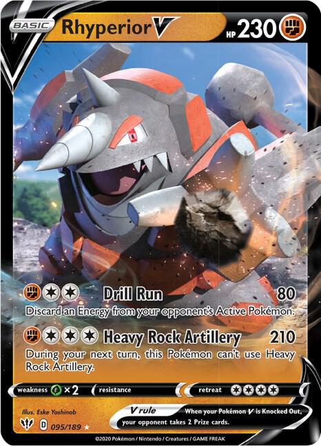 Rhyperior V Ultra Rare SWSH03: Darkness Ablaze 095/189 NM (Back)