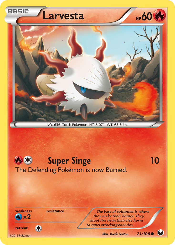 Larvesta 21/108 Pokémon Dark Explorers (2012) English card — catalogue reference
