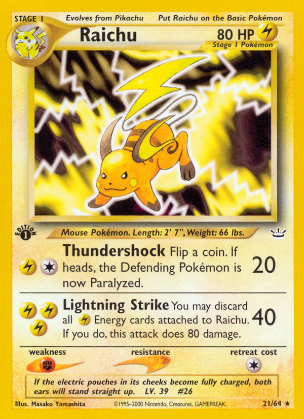 Raichu 21/64 — Pokémon Neo Revelation