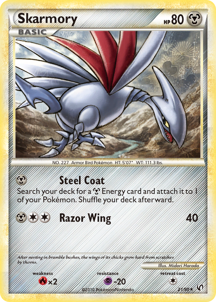 Skarmory 21/90 Pokémon Undaunted (2010) English card — catalogue reference