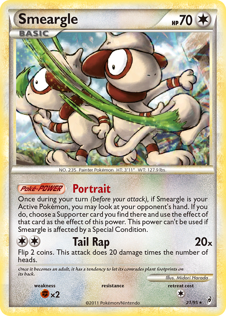 Smeargle 21/95 Pokémon Call of Legends (2011) English card — catalogue reference
