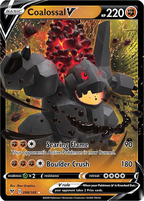 Coalossal V Ultra Rare SWSH04: Vivid Voltage 098/185 NM (Back)