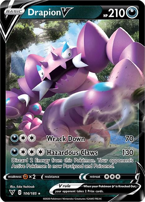 Drapion V Ultra Rare SWSH04: Vivid Voltage 106/185 MP (Back)