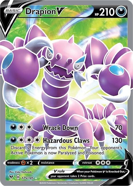 Drapion V (Full Art) Ultra Rare SWSH04: Vivid Voltage 175/185 MP (Back)