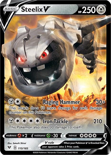 Steelix V Ultra Rare SWSH04: Vivid Voltage 115/185 MP (Back)