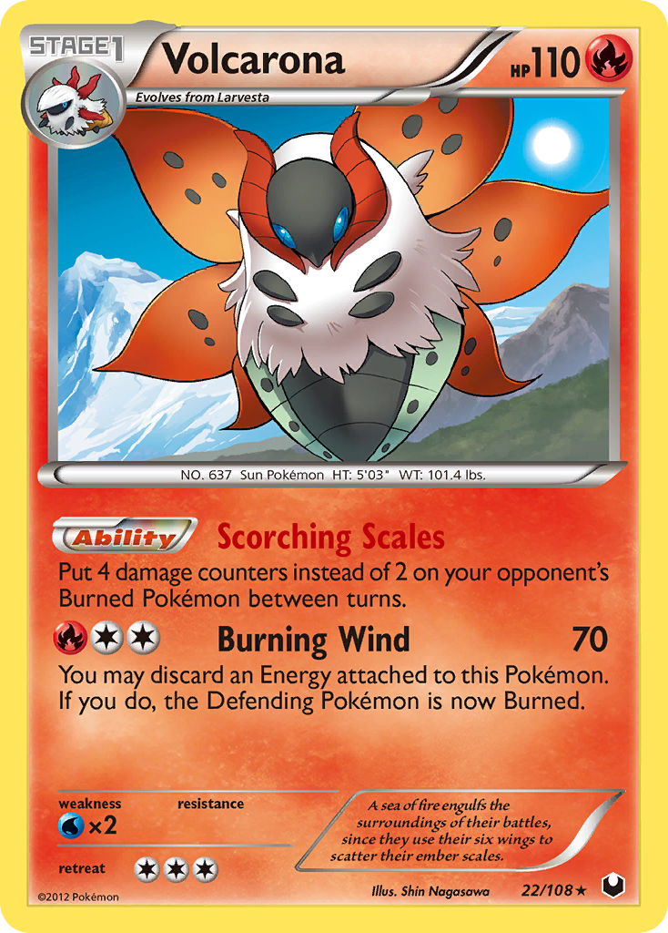 Volcarona 22/108 Pokémon Dark Explorers (2012) English card — catalogue reference