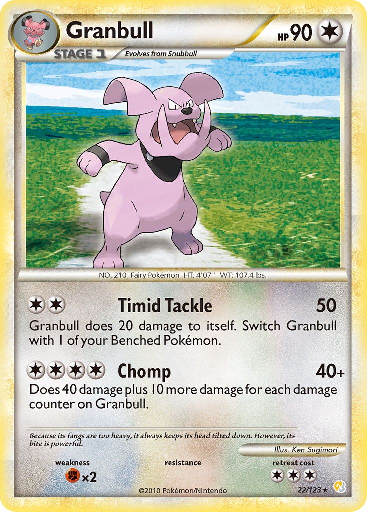 Granbull 22/123 Pokémon HeartGold & SoulSilver (2010) English card — catalogue reference