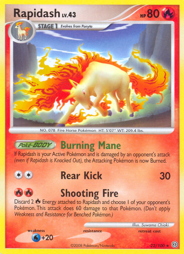 Rapidash 22/100 Pokémon Stormfront (2008) English card — catalogue reference