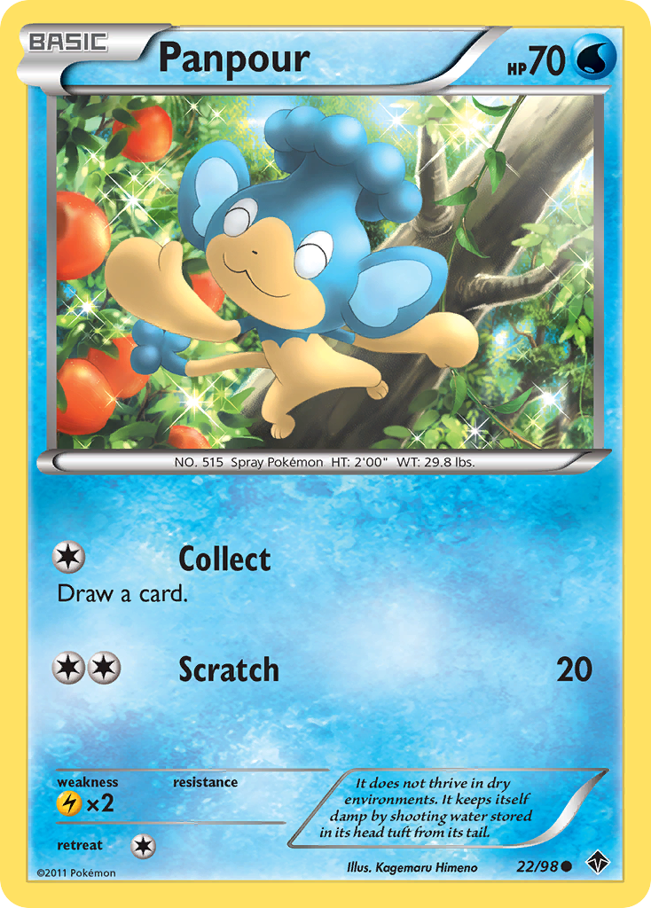 Panpour 22/98 Pokémon Emerging Powers (2011) English card — catalogue reference