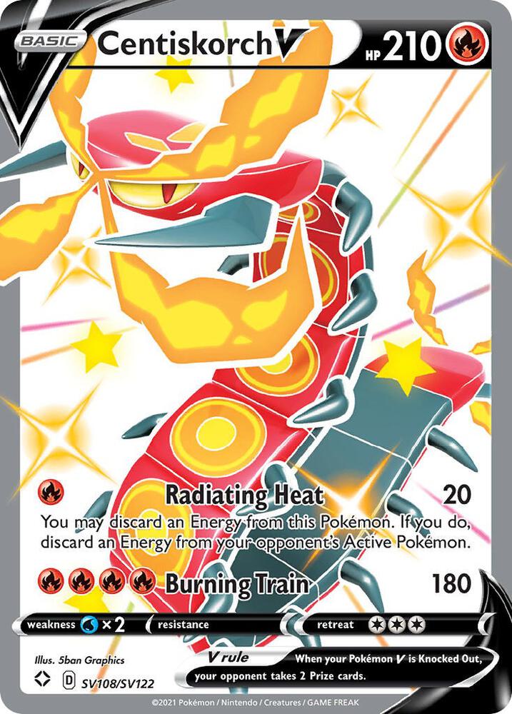 Centiskorch V Shiny Holo Rare Shining Fates: Shiny Vault SV108/SV122 NM (Back)