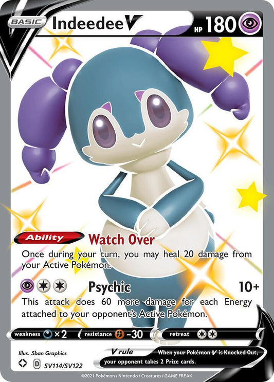 Indeedee V Shiny Holo Rare Shining Fates: Shiny Vault SV114/SV122 NM (Back)