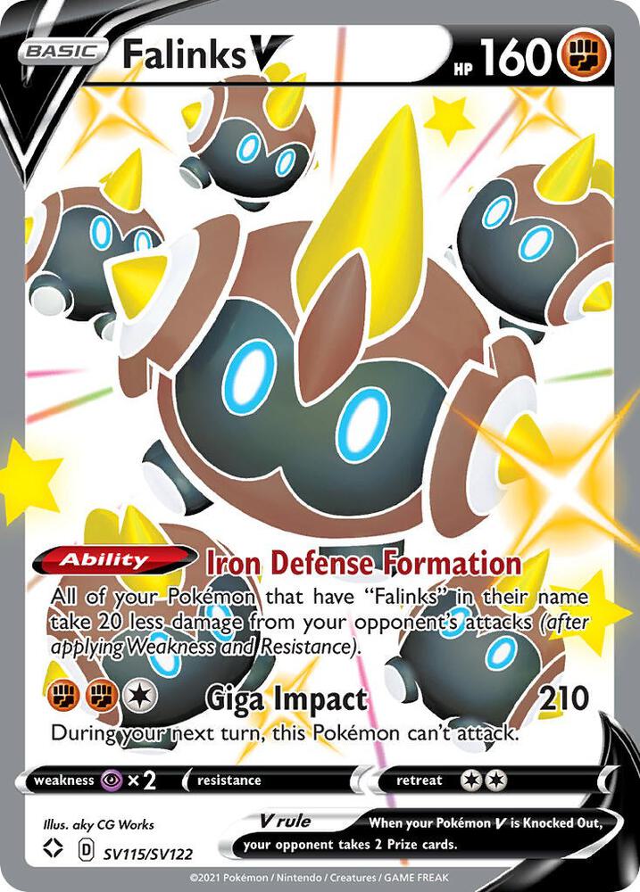 Falinks V Shiny Holo Rare Shining Fates: Shiny Vault SV115/SV122 NM (Back)
