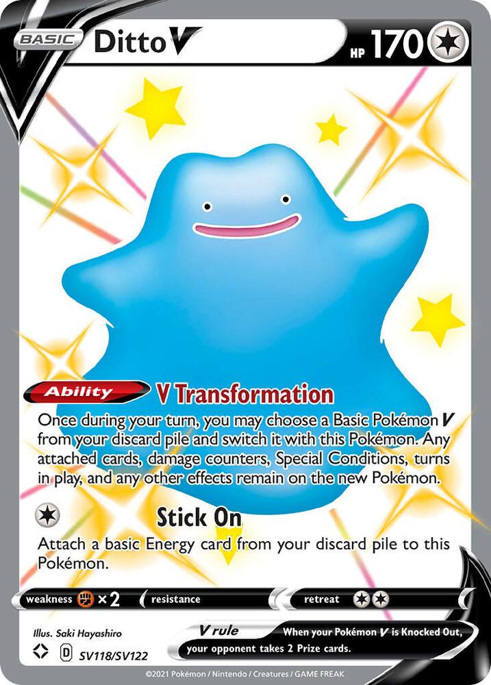Ditto V Shiny Holo Rare Shining Fates: Shiny Vault SV118/SV122 NM (Back)
