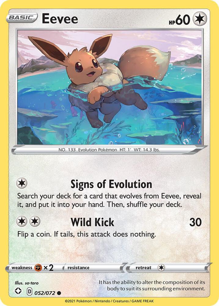 Eevee Common Shining Fates 052/072 MP (Back)