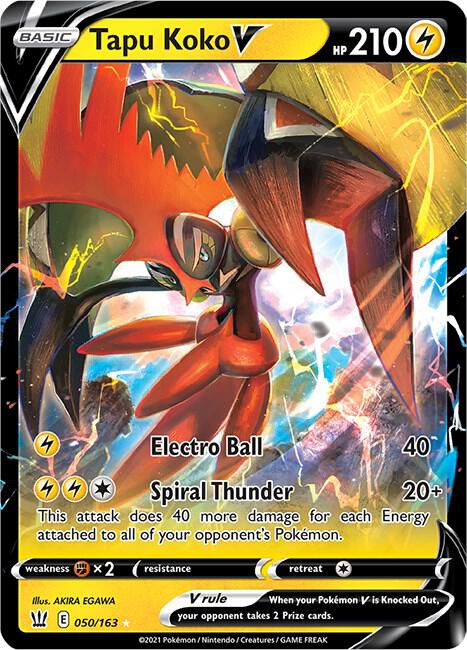 Tapu Koko V Ultra Rare SWSH05: Battle Styles 050/163 NM (Back)