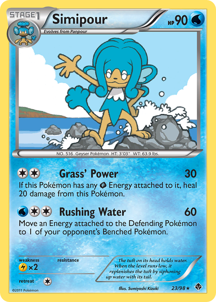 Simipour 23/98 Pokémon Emerging Powers (2011) English card — catalogue reference