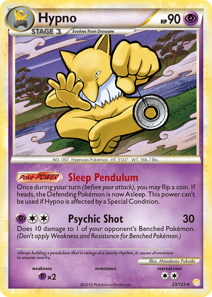 Hypno 23/123 Pokémon HeartGold & SoulSilver (2010) English card — catalogue reference
