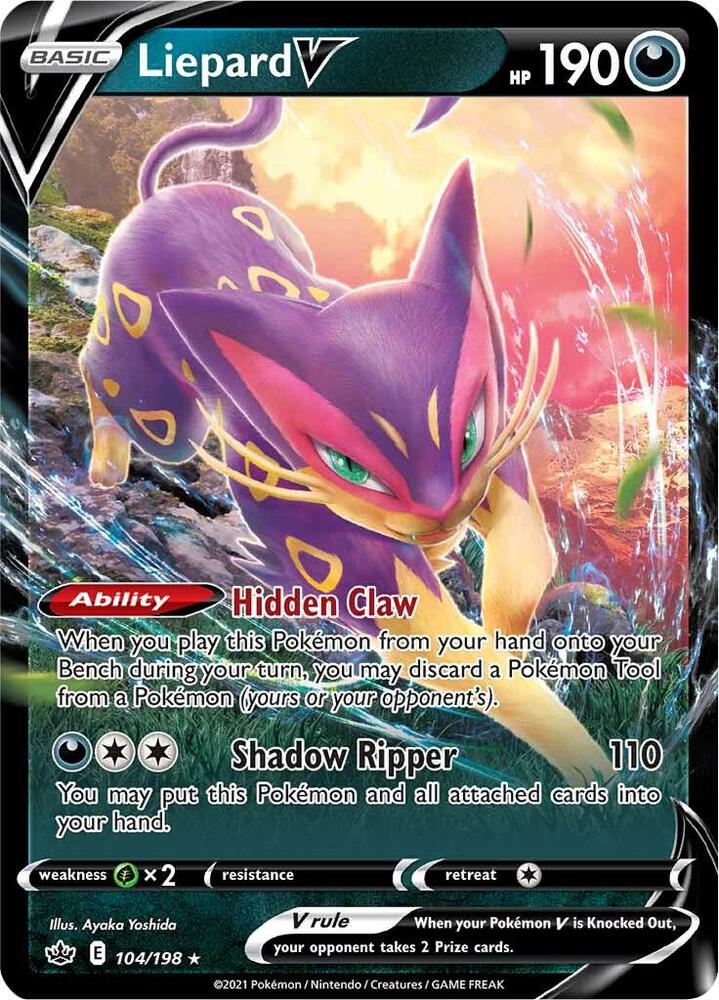 Liepard V Ultra Rare SWSH06: Chilling Reign 104/198 MP (Back)
