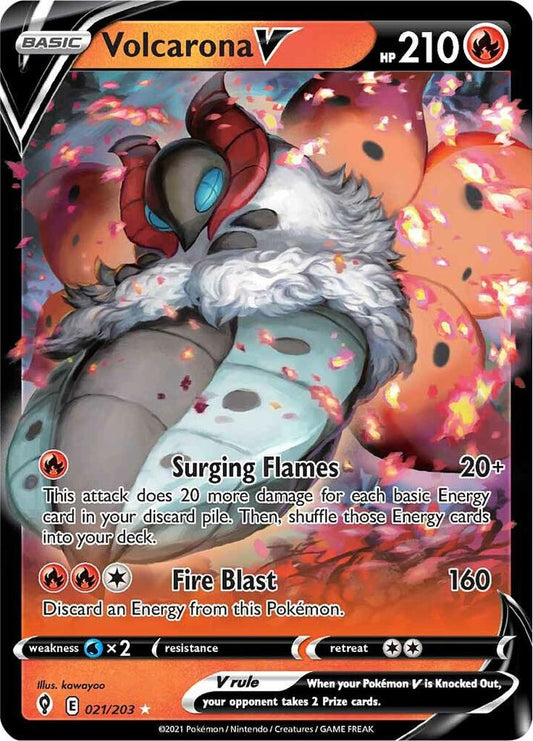 Volcarona V Ultra Rare SWSH07: Evolving Skies 021/203 NM (Back)