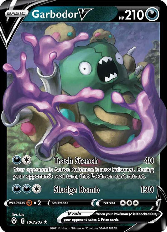 Garbodor V Ultra Rare SWSH07: Evolving Skies 100/203 MP (Back)
