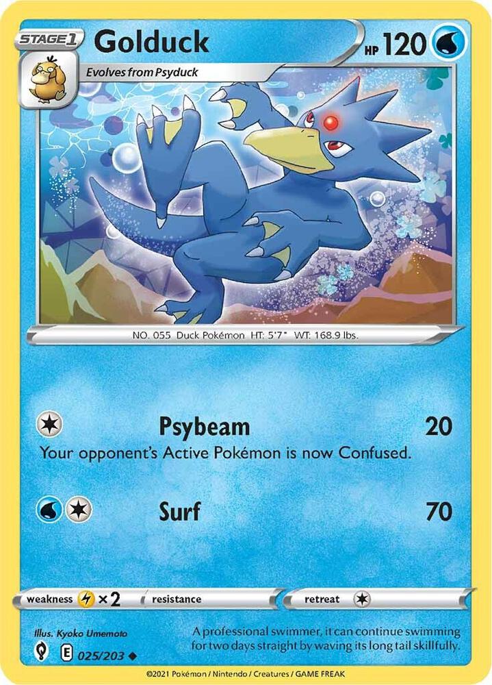 Golduck Uncommon SWSH07: Evolving Skies 025/203 MP (Back)