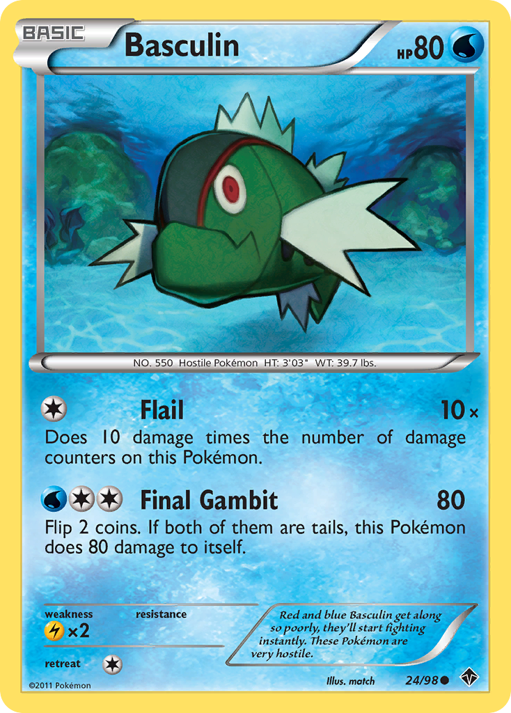 Basculin 24/98 Pokémon Emerging Powers (2011) English card — catalogue reference