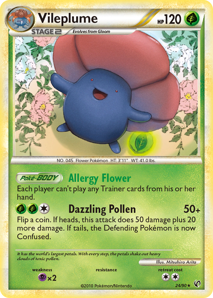 Vileplume 24/90 Pokémon Undaunted (2010) English card — catalogue reference