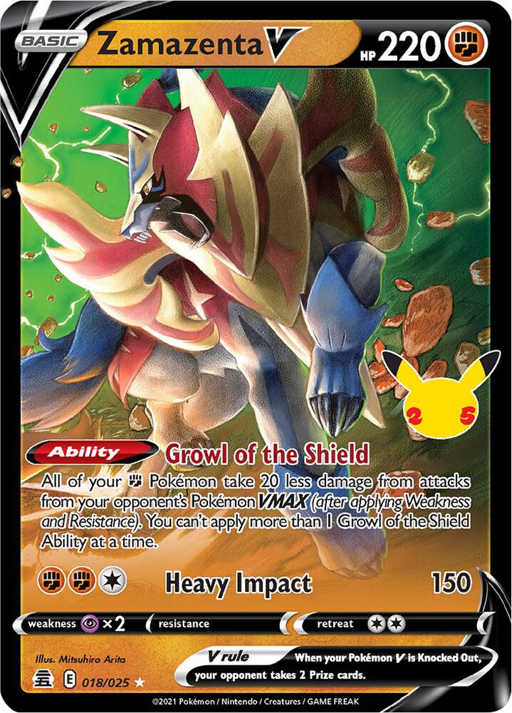 Zamazenta V Ultra Rare Celebrations 018/025 MP (Back)
