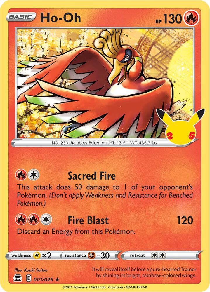 Ho-Oh Holo Rare Celebrations 001/025 MP (Back)