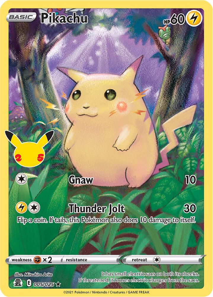 Pikachu Holo Rare Celebrations 005/025 MP (Back)