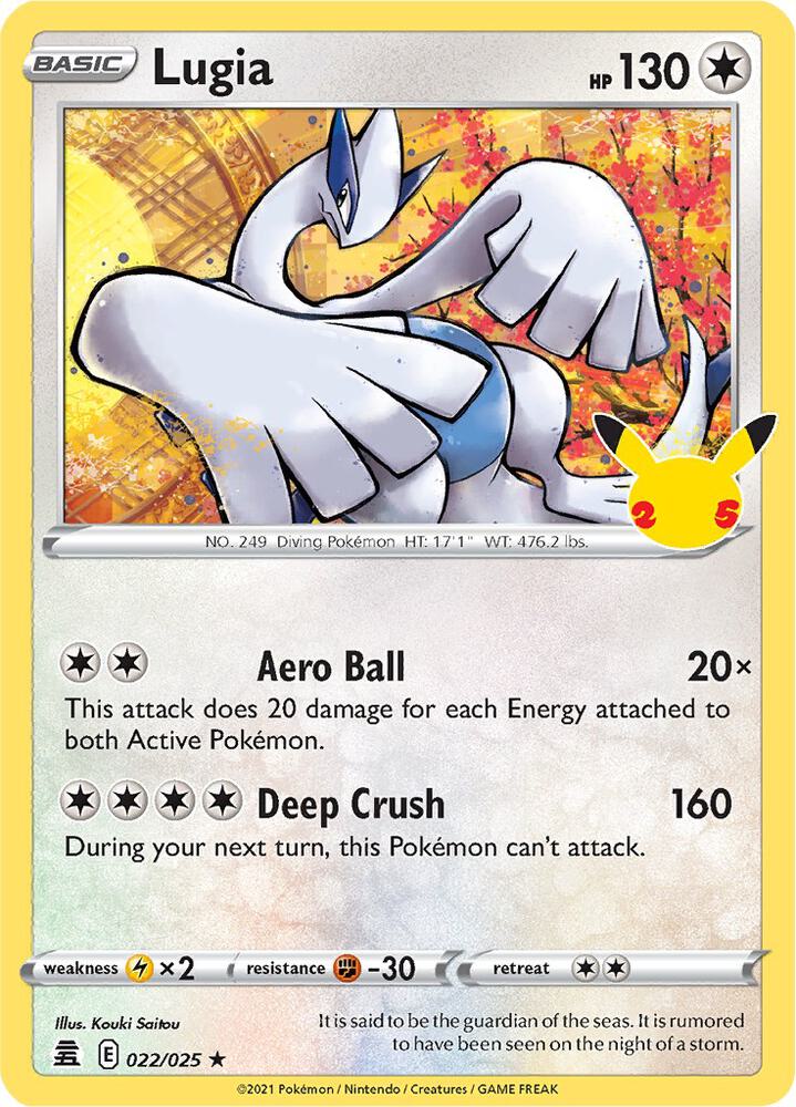 Lugia Holo Rare Celebrations 022/025 MP (Back)