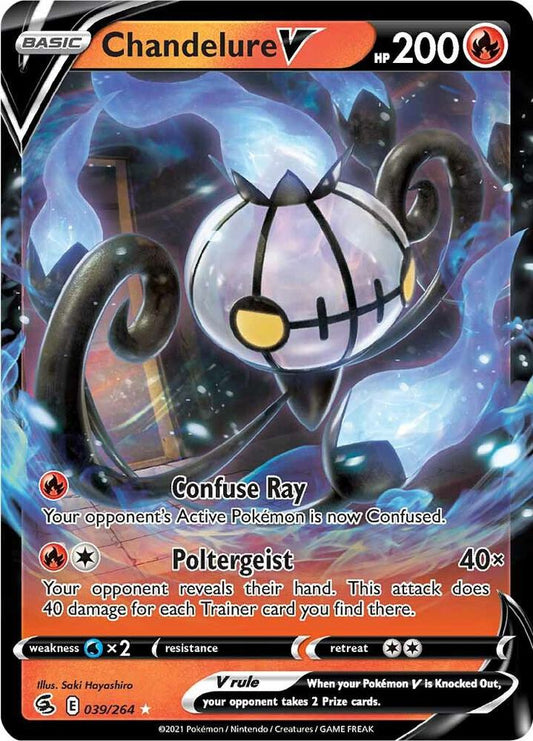 Chandelure V Ultra Rare SWSH08: Fusion Strike 039/264 NM (Back)