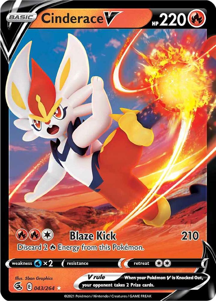 Cinderace V (43) Ultra Rare SWSH08: Fusion Strike 043/264 NM (Back)