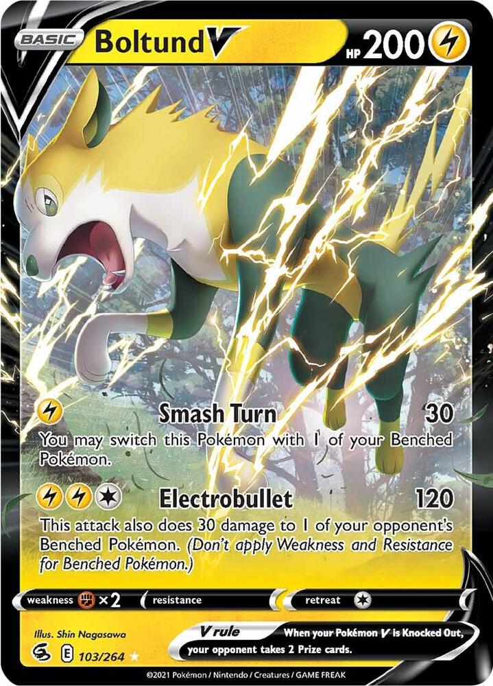 Boltund V Ultra Rare SWSH08: Fusion Strike 103/264 MP (Back)
