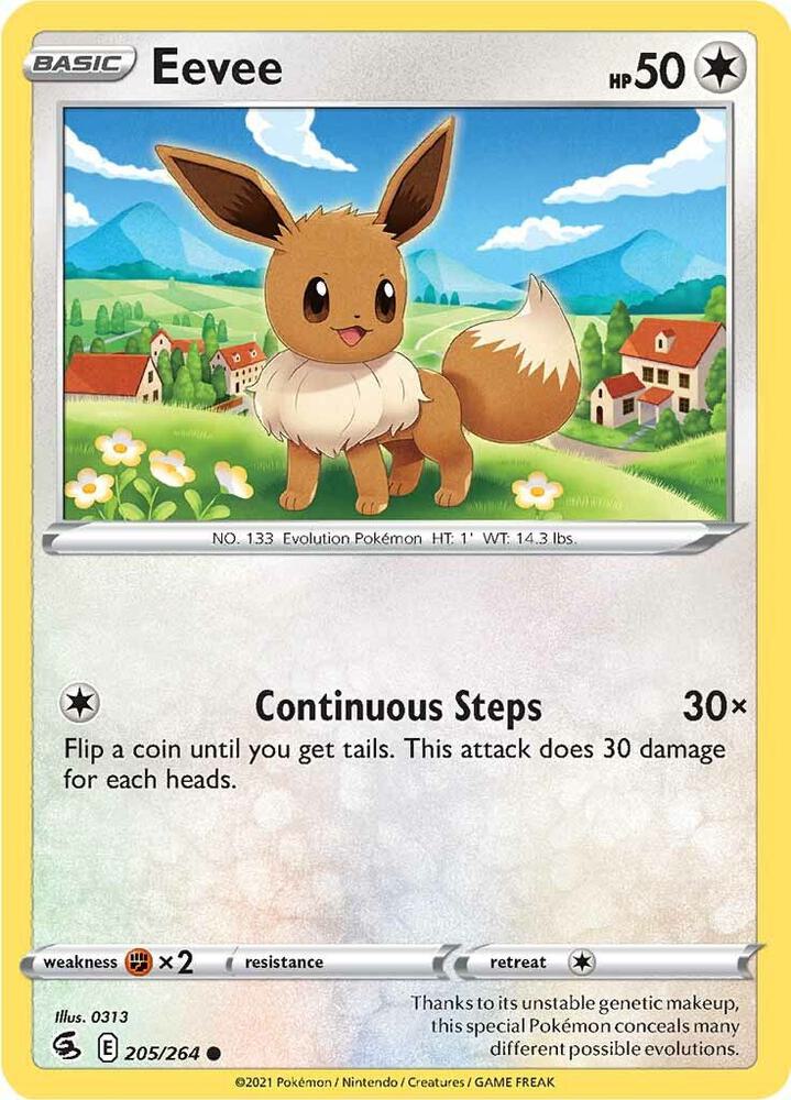 Eevee Common SWSH08: Fusion Strike 205/264 NM (Back)
