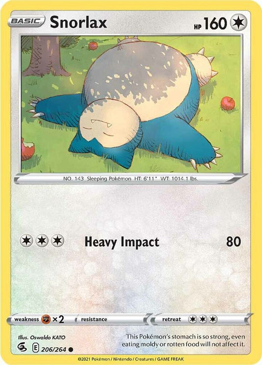 Snorlax Common SWSH08: Fusion Strike 206/264 MP (Back)