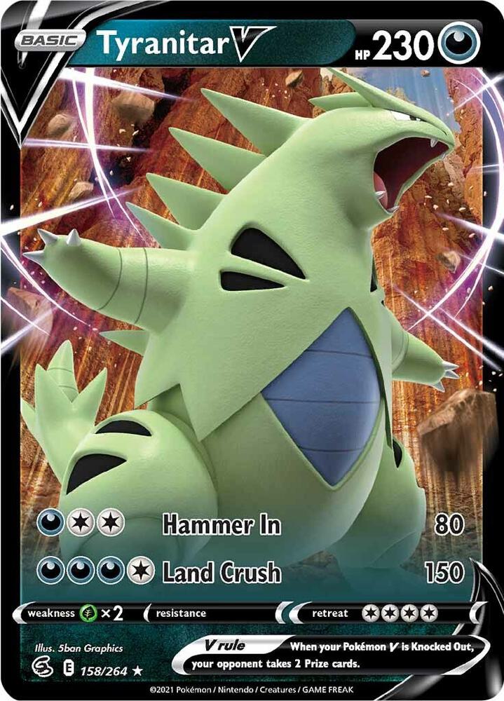 Tyranitar V Ultra Rare SWSH08: Fusion Strike 158/264 NM (Back)
