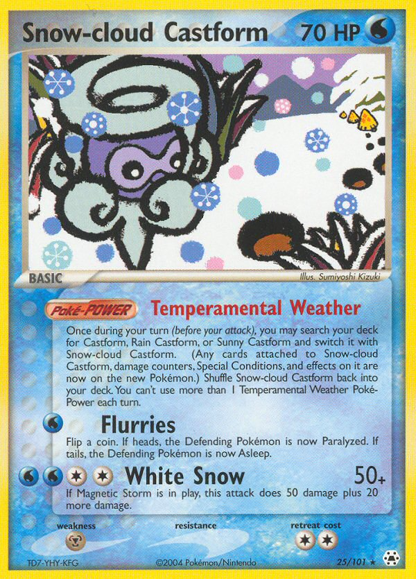Snow-cloud Castform 25/101 Pokémon EX Hidden Legends 2004 card