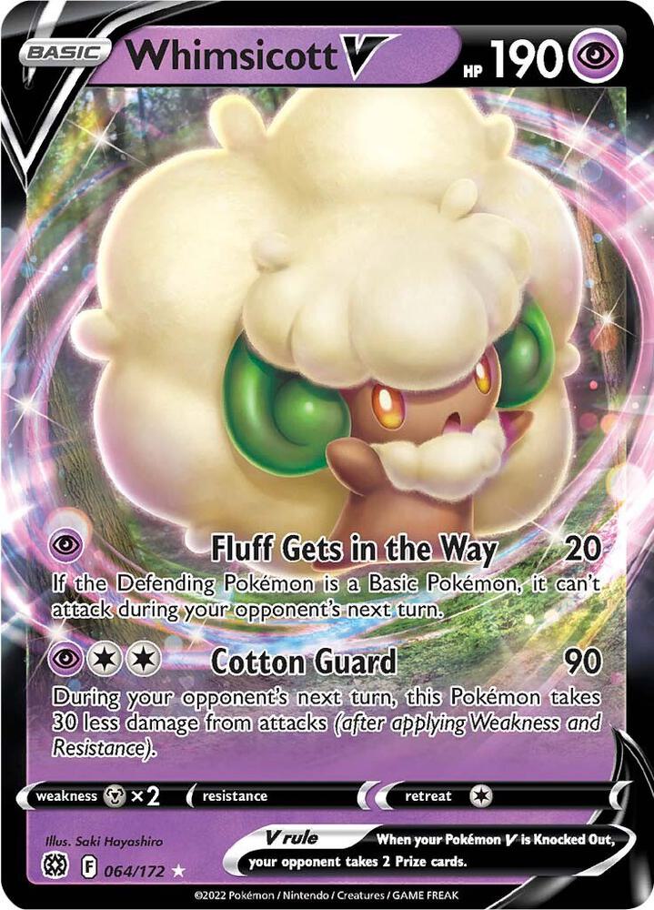 Whimsicott V Ultra Rare SWSH09: Brilliant Stars 064/172 NM (Back)