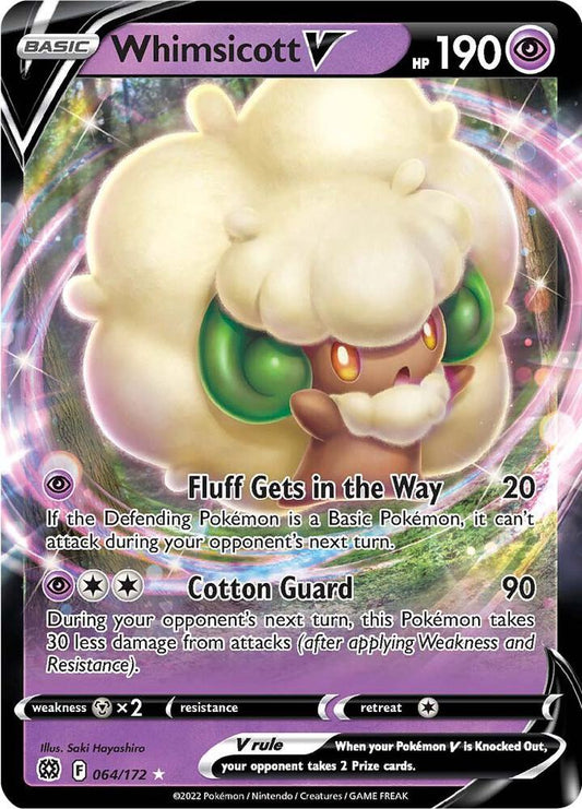 Whimsicott V Ultra Rare SWSH09: Brilliant Stars 064/172 NM (Back)