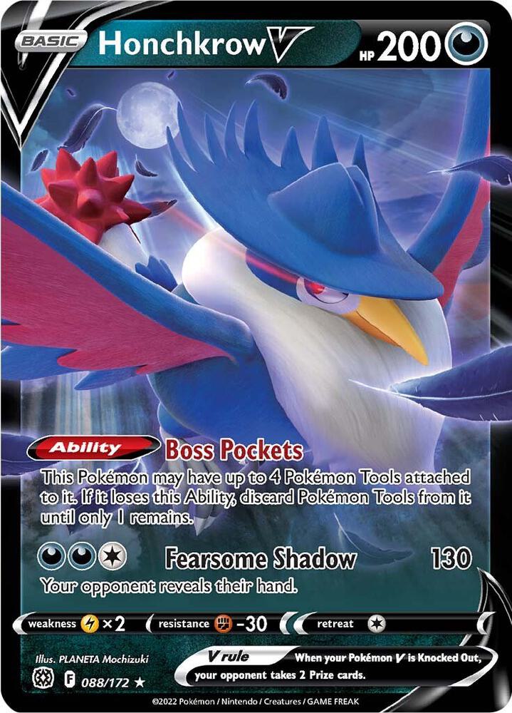 Honchkrow V Ultra Rare SWSH09: Brilliant Stars 088/172 MP (Back)