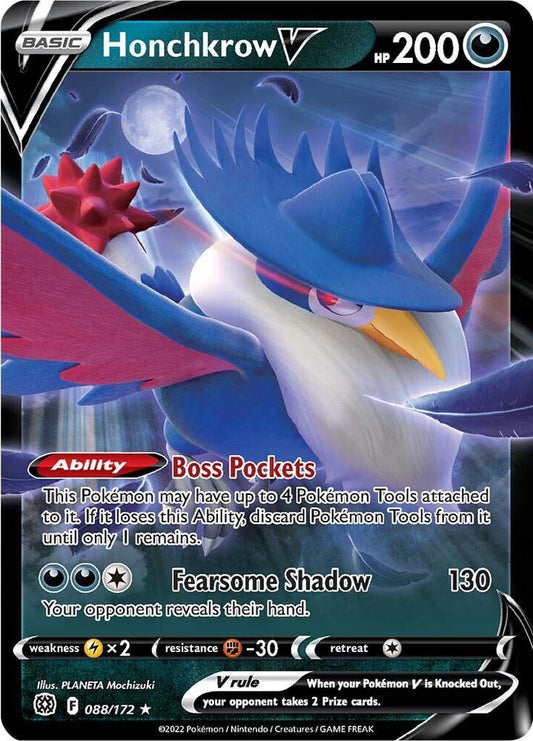 Honchkrow V Ultra Rare SWSH09: Brilliant Stars 088/172 MP (Back)